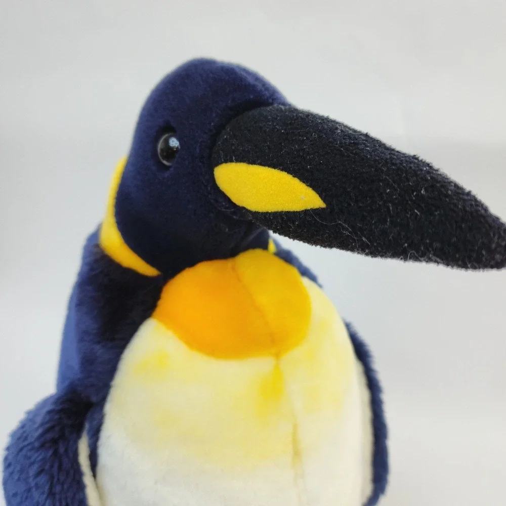 King Penguin Plush Stuffed Animal Navy Blue Yellow White 14 Inch Aquatic Toy